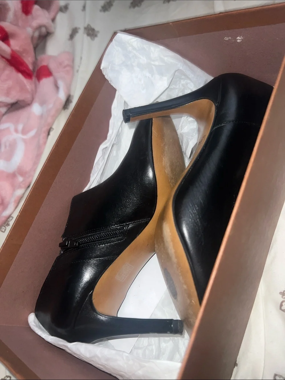 Coach Black Leather Zip Side Women's Ankle Booties
